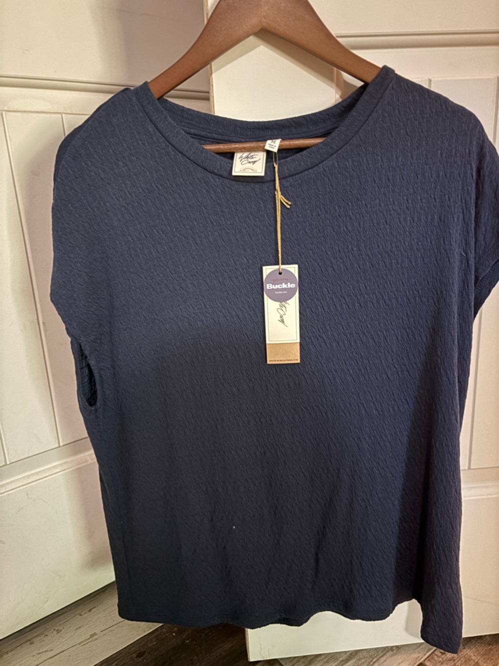 White Crow Inca Navy Textured Top